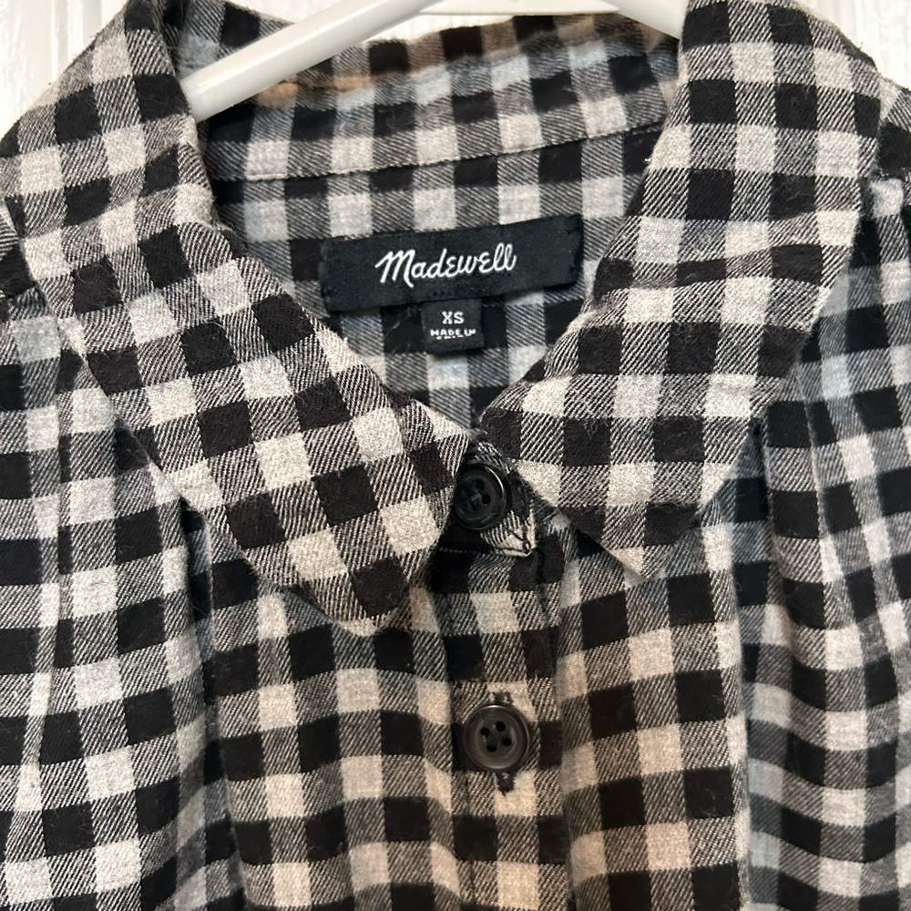 Madewell Black and White Gingham Button-Up Blouse